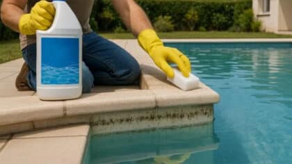 Ni bicarbonate ni citron : l’astuce pour nettoyer les taches noires du bord de la piscine